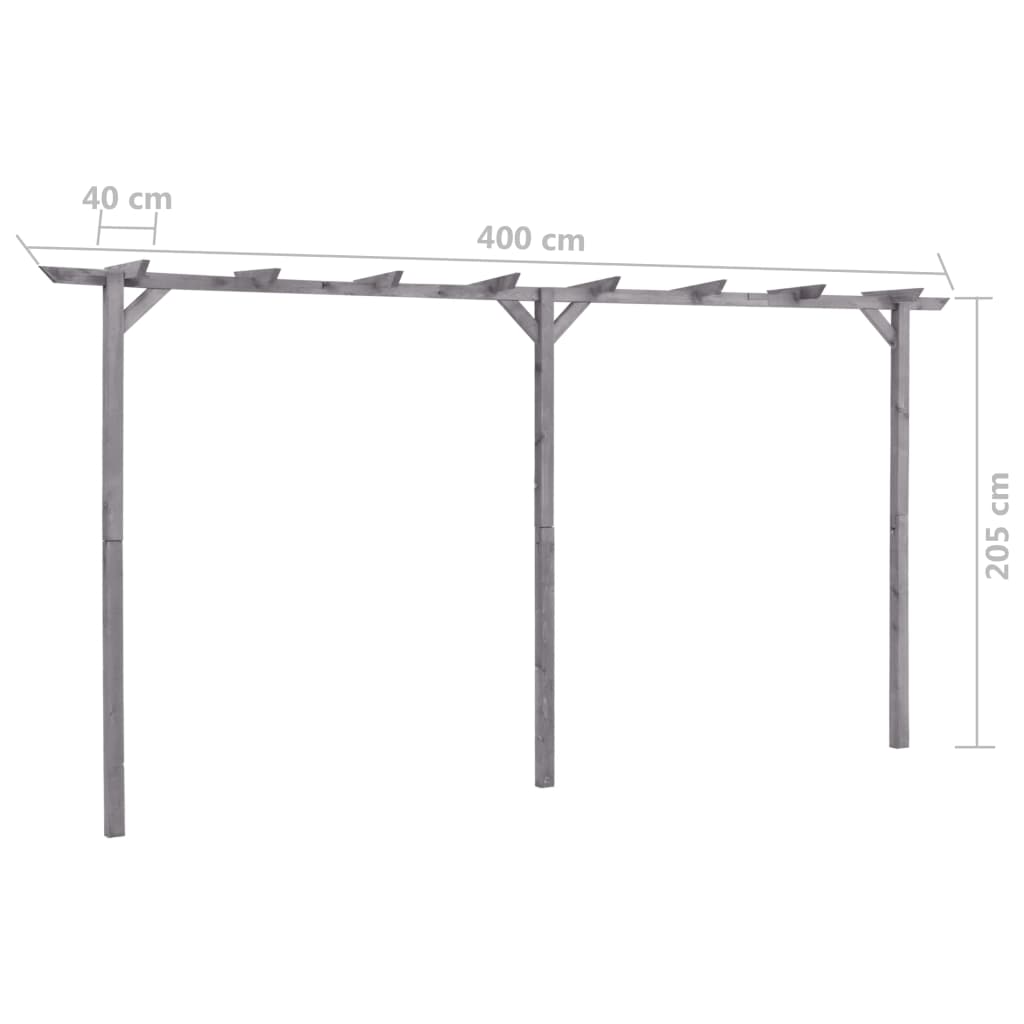 Pergola 400x40x205 cm geïmpregneerd grenenhout grijs 400 x 40 x 205 cm