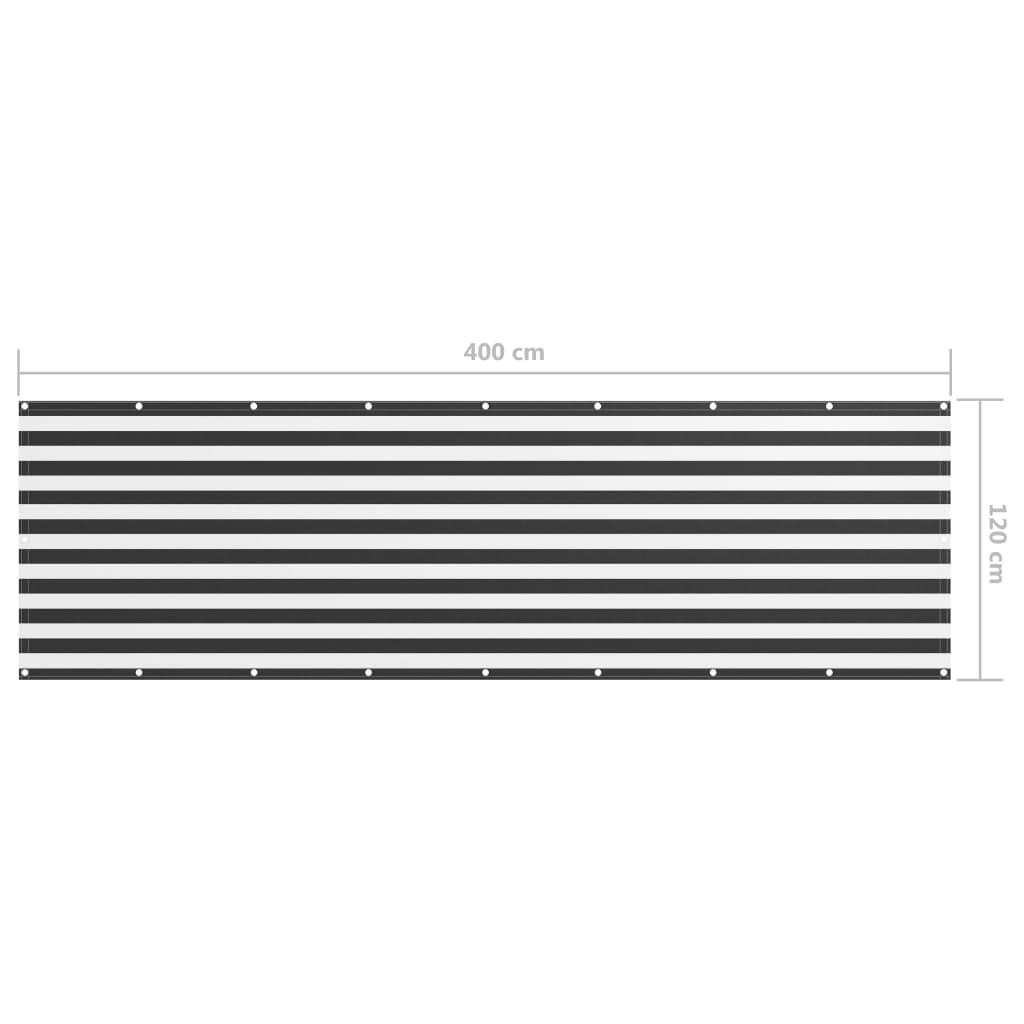 Balkonscherm Oxford Stof Antraciet En Wit 120 x 400 cm