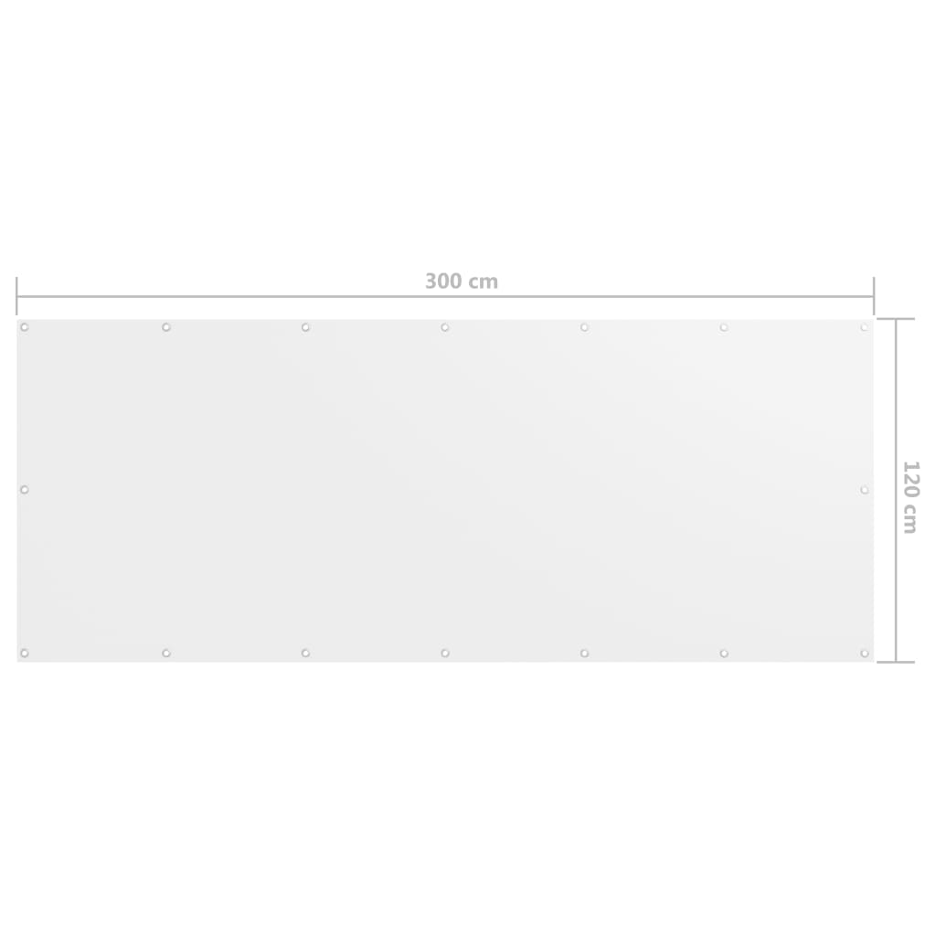 Balkonscherm Oxford Stof Wit 120 x 300 cm