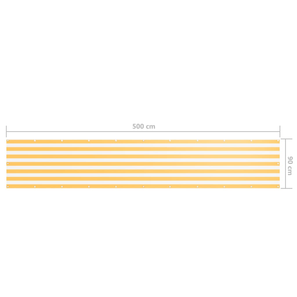 Balkonscherm Oxford Stof Wit En Geel White And Yellow 90 x 500 cm