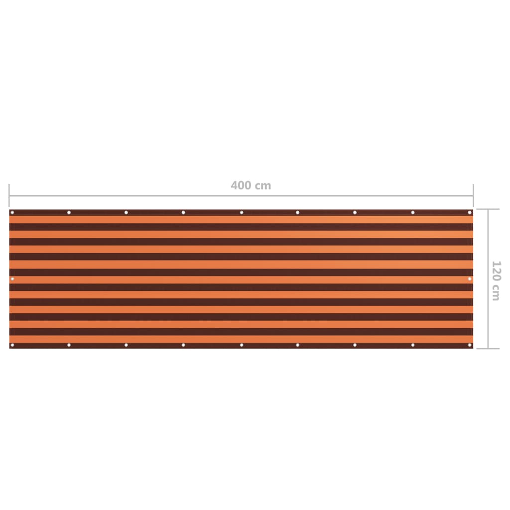 Balkonscherm Oxford Stof Oranje En Bruin 120 x 400 cm