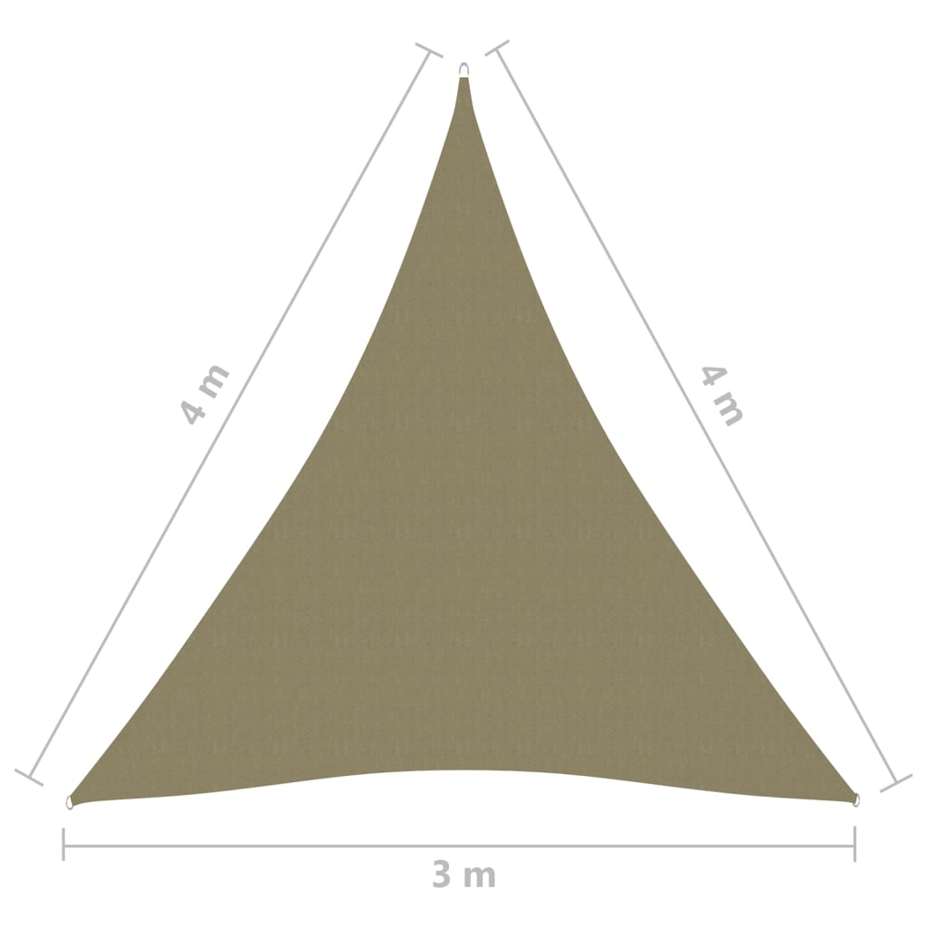 Zonnescherm Driehoekig Oxford Stof 3 x 4 x 4 m Beige