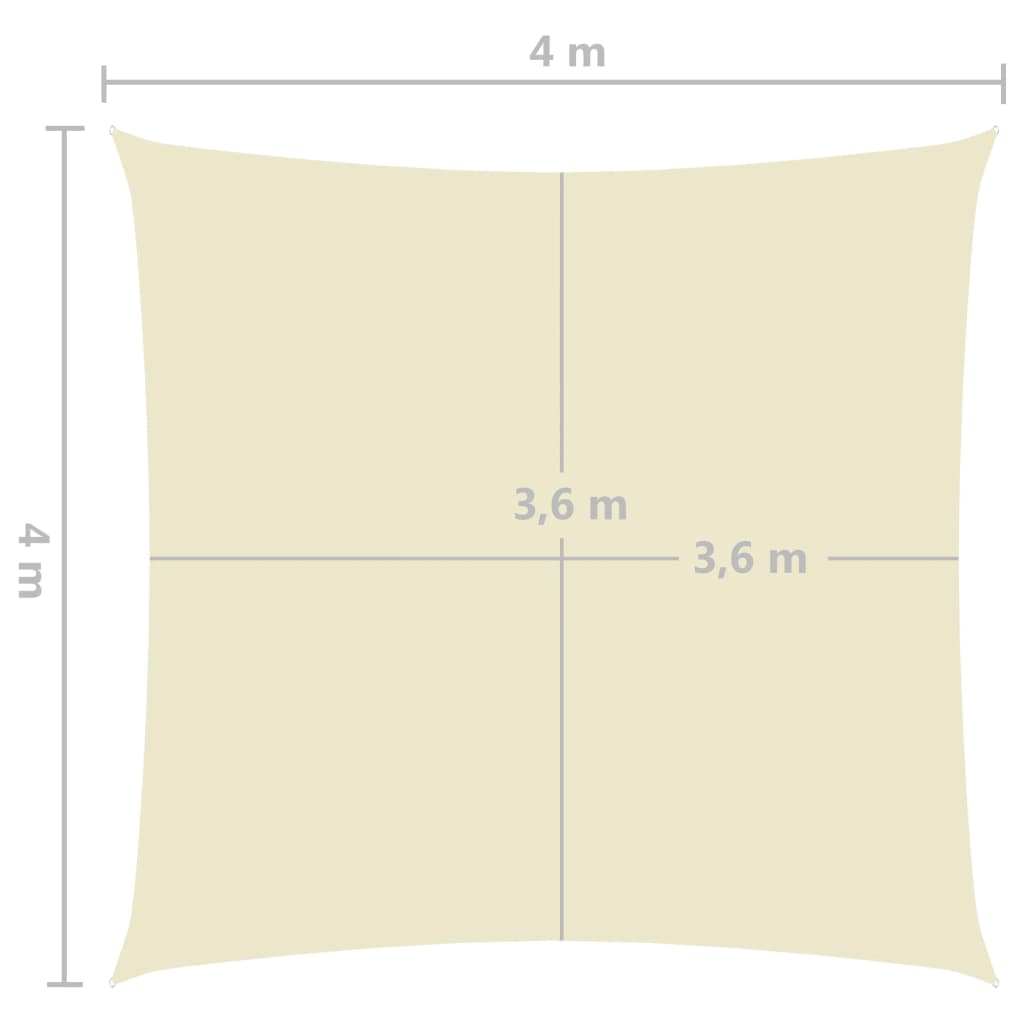 Zonnescherm vierkant 4x4 m oxford stof crèmekleurig 4 x 4 m Crème