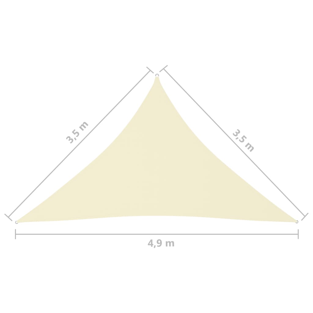Zonnescherm Driehoekig 3,5X3,5X4,9 M Oxford Stof Kleurig 3.5 x 3.5 x 4.9 m Crème