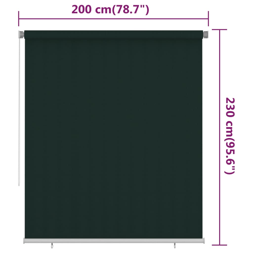 Rolgordijn voor buiten 200x230 cm HDPE donkergroen