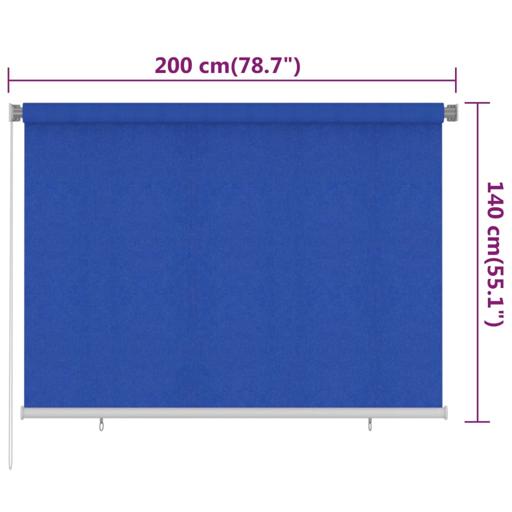 Rolgordijn voor buiten 200x140 cm HDPE blauw