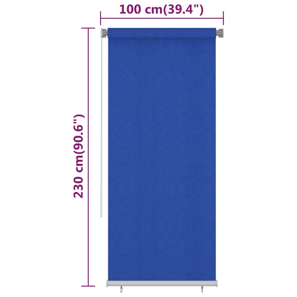 Rolgordijn voor buiten 100x230 cm HDPE blauw
