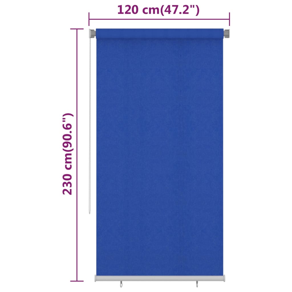 Rolgordijn voor buiten 120x230 cm HDPE blauw