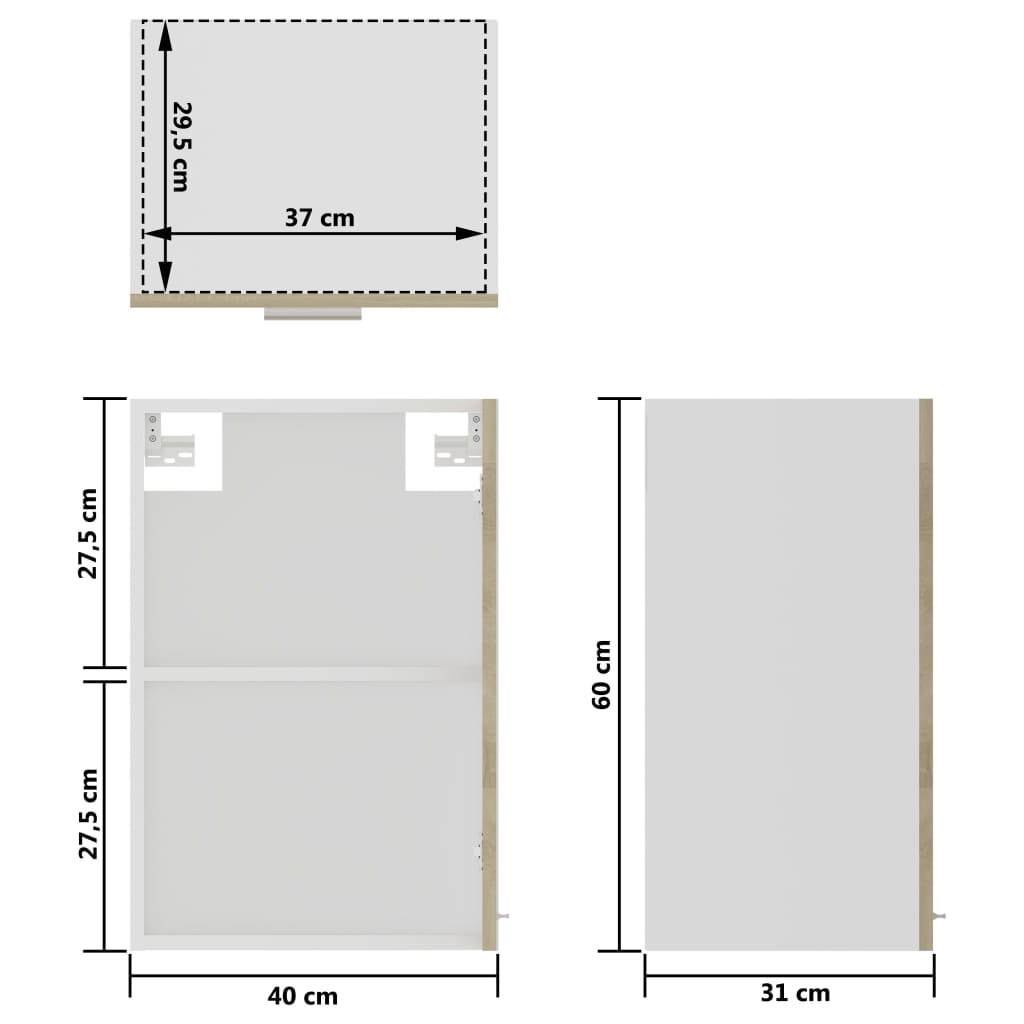 Hangkast 40x31x60 cm spaanplaat sonoma eikenkleurig Sonoma eiken