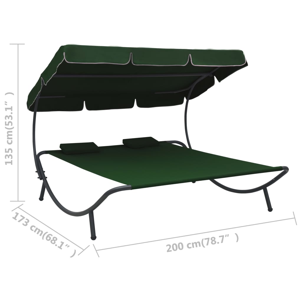 Loungebed Met Luifel En Kussens Groen