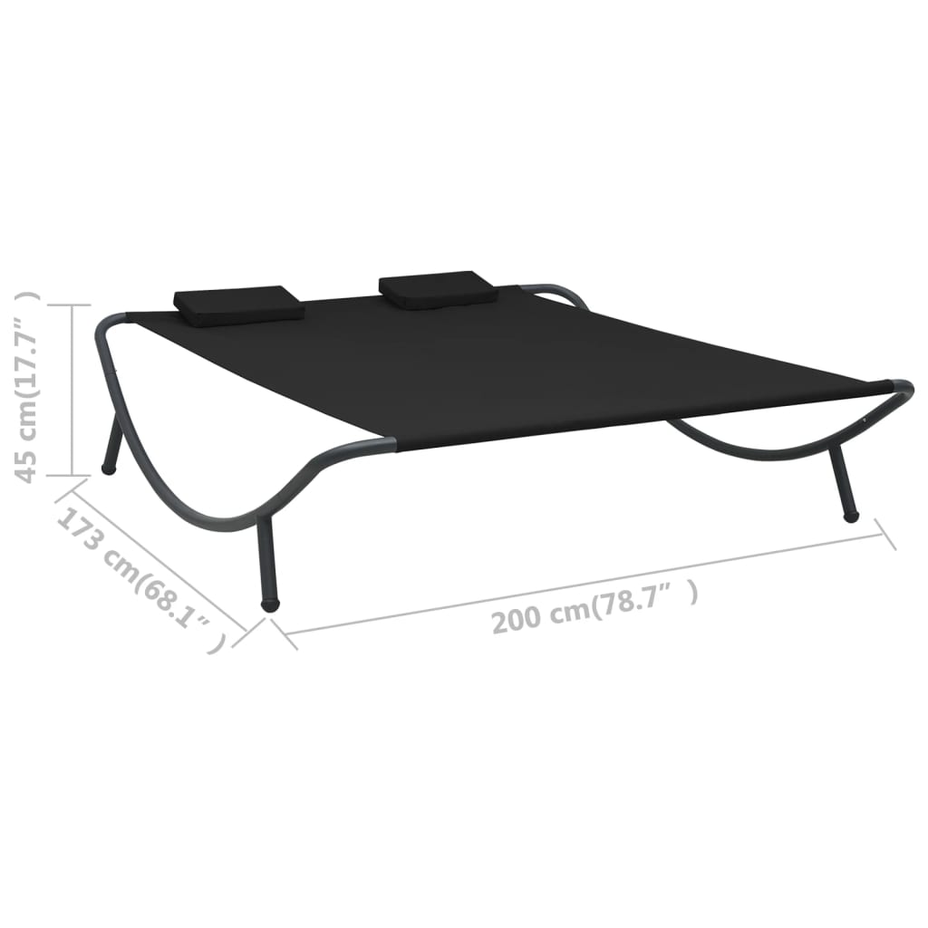 Loungebed stof zwart Zwart