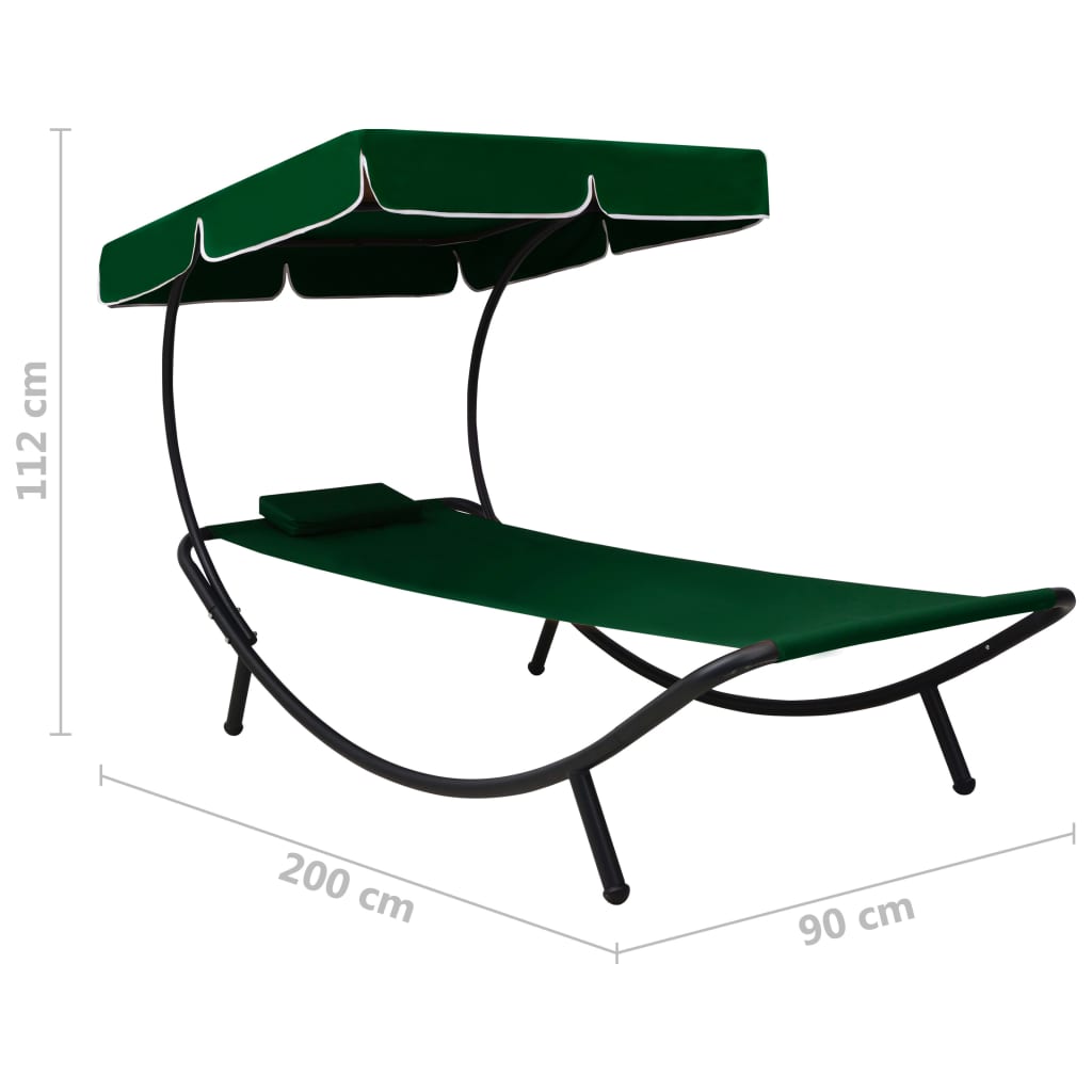 Loungebed Met Luifel En Kussen Groen