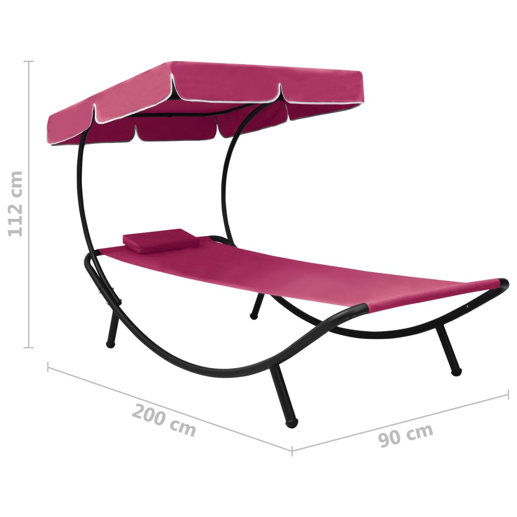 Loungebed Met Luifel En Kussen Roze