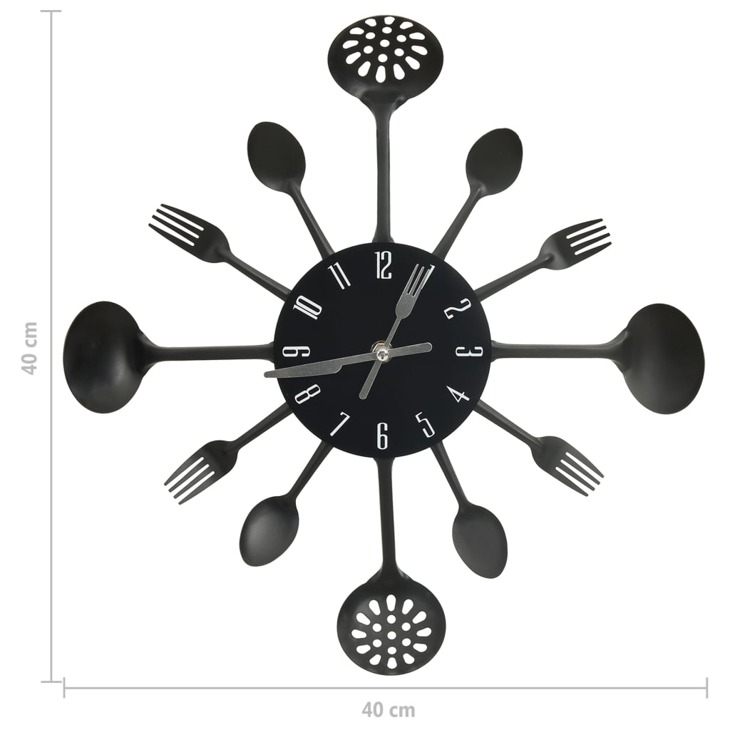 Wandklok Lepel-En-Vork 40 Cm Aluminium Zwart