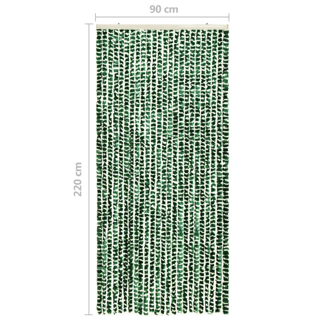 Vliegengordijn 90x220 cm chenille groen en wit 90 x 220 cm Groen en wit