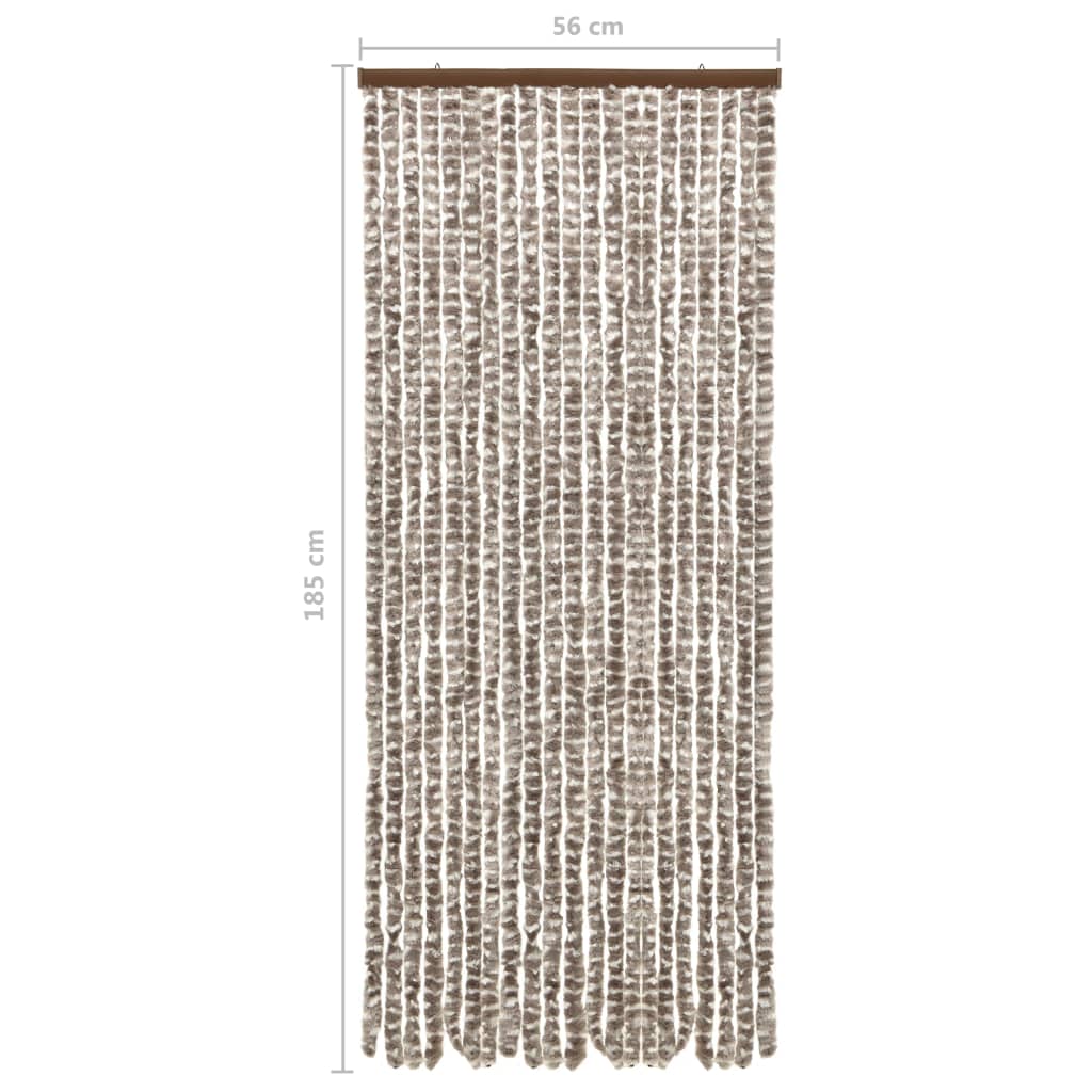 Vliegengordijn 56x185 cm chenille taupe en wit 56 x 185 cm Taupe en wit