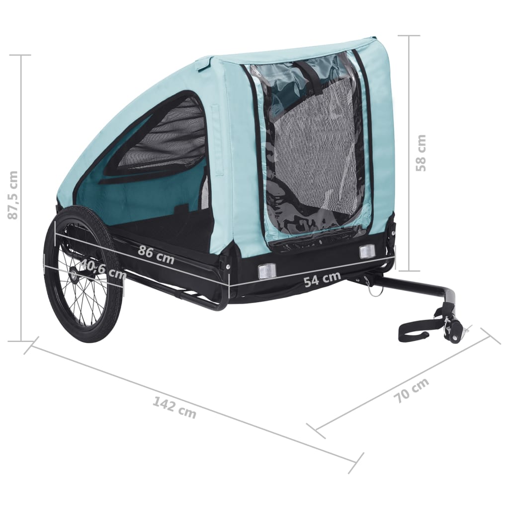 Hondenfietstrailer Blauw en zwart