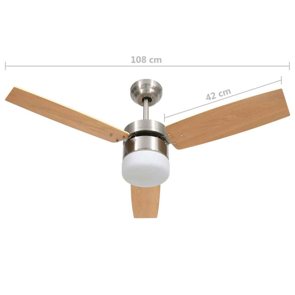Plafondventilator Met Lamp Afstandsbediening 108 Cm Ø 108 x 42.5 cm Lichtbruin