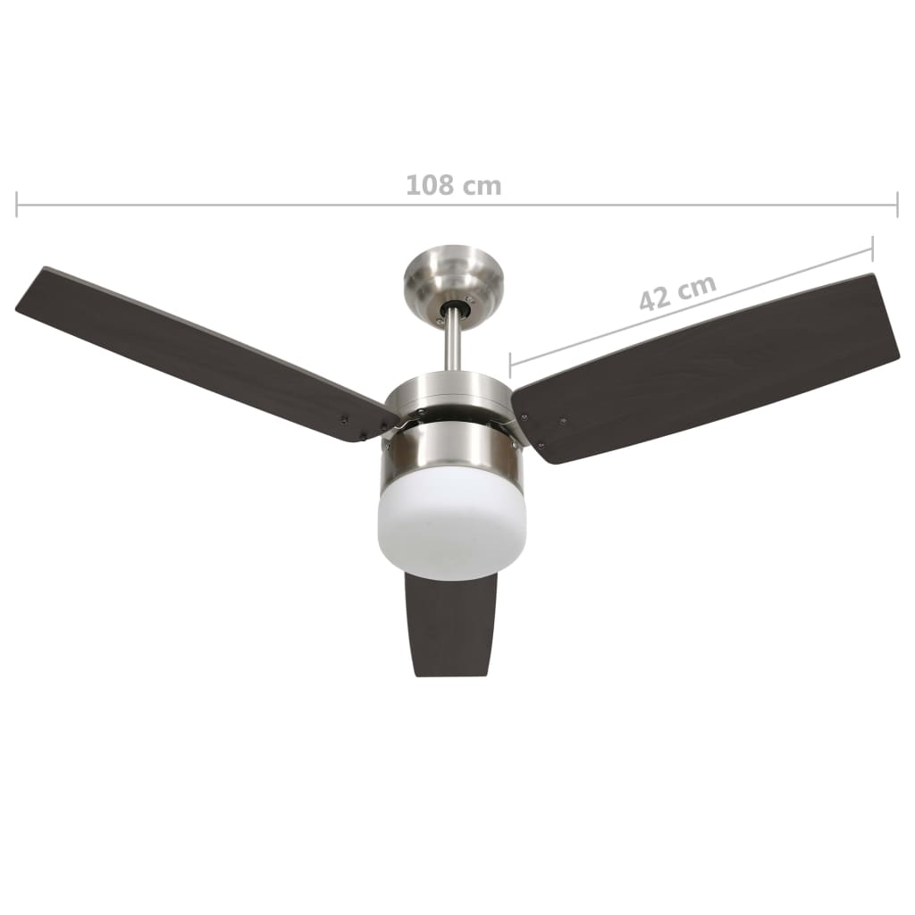 Plafondventilator met lamp afstandsbediening 108 cm donkerbruin Ø 108 x 42.5 cm Donkerbruin
