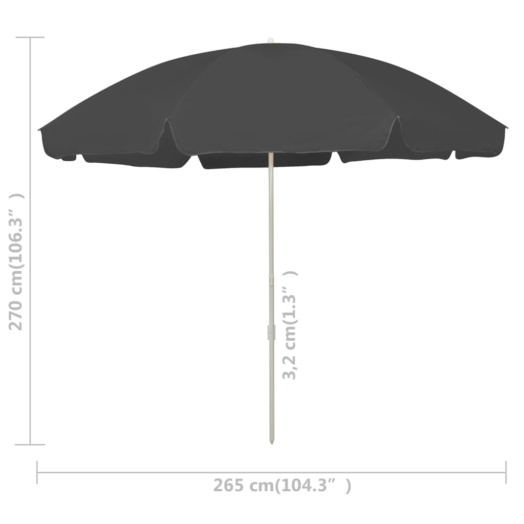 Strandparasol 300 cm antracietkleurig