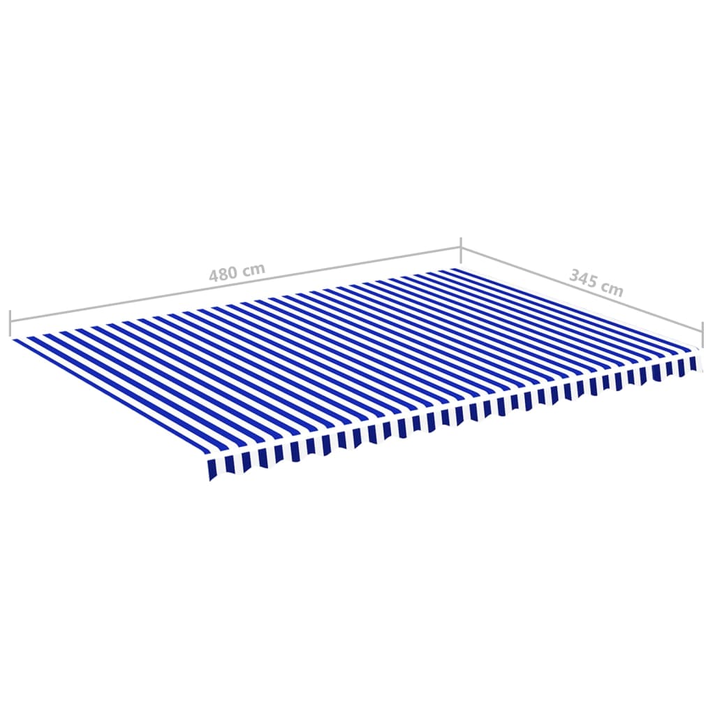 Vervangingsdoek Voor Luifel 5X3,5 M 500 x 350 cm Blauw en wit