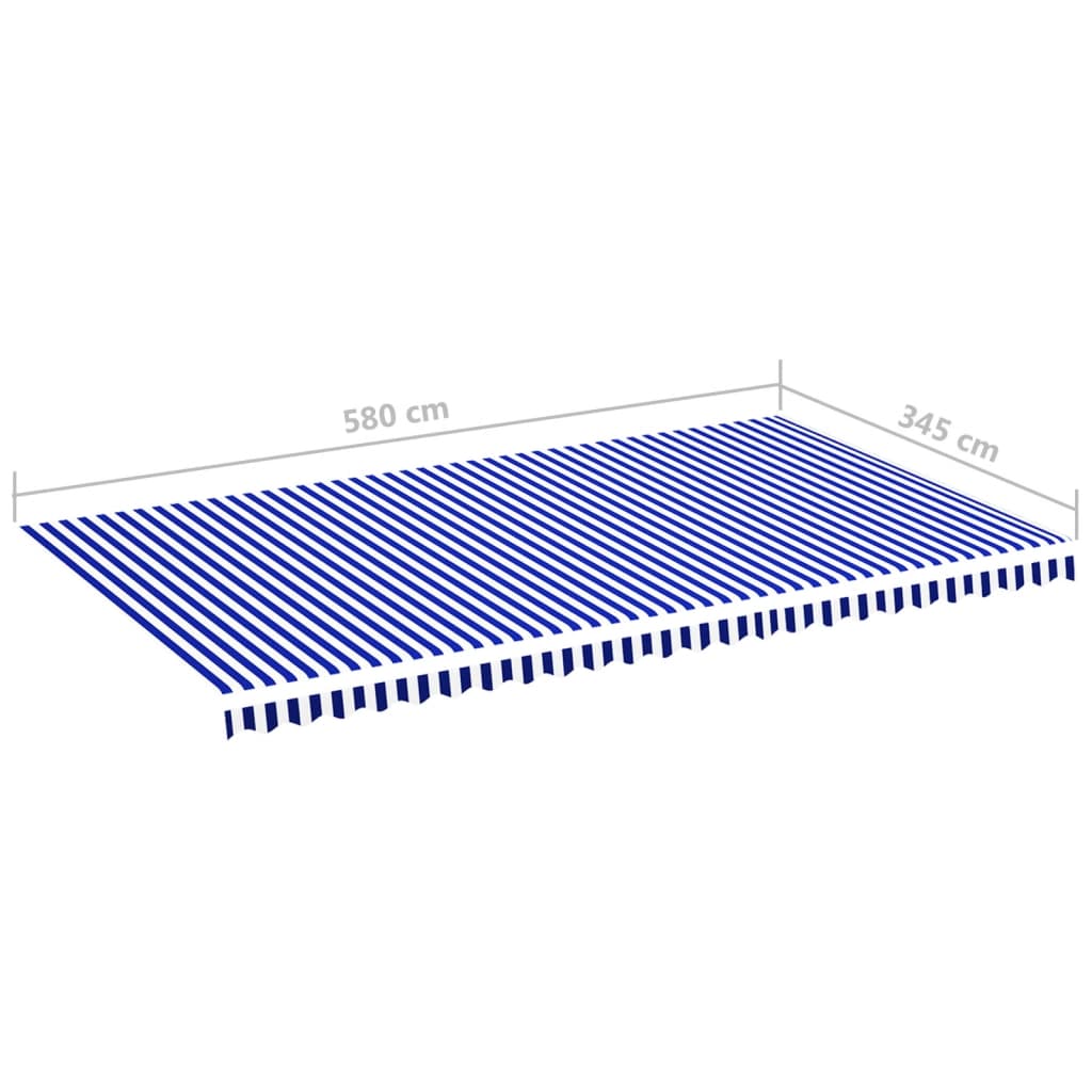 Vervangingsdoek Voor Luifel 6X3,5 M 600 x 350 cm Blauw en wit