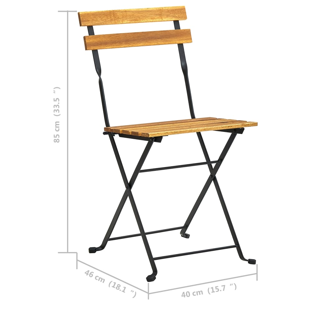 Tuinstoelen Inklapbaar Staal En Massief Acaciahout 2 Zwart