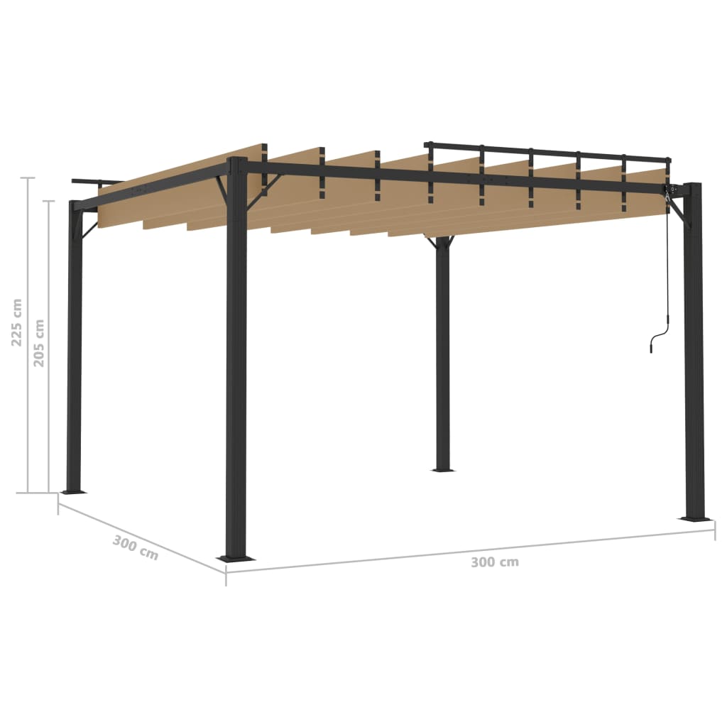 Prieel Met Lamellendak Stof En Aluminium 3 x 3 m Taupe