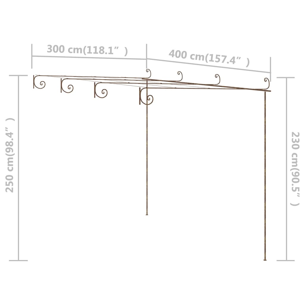 Tuinpergola 4X3X2,5 M Ijzer Antiekbruin 4 x 3x 2.5 m