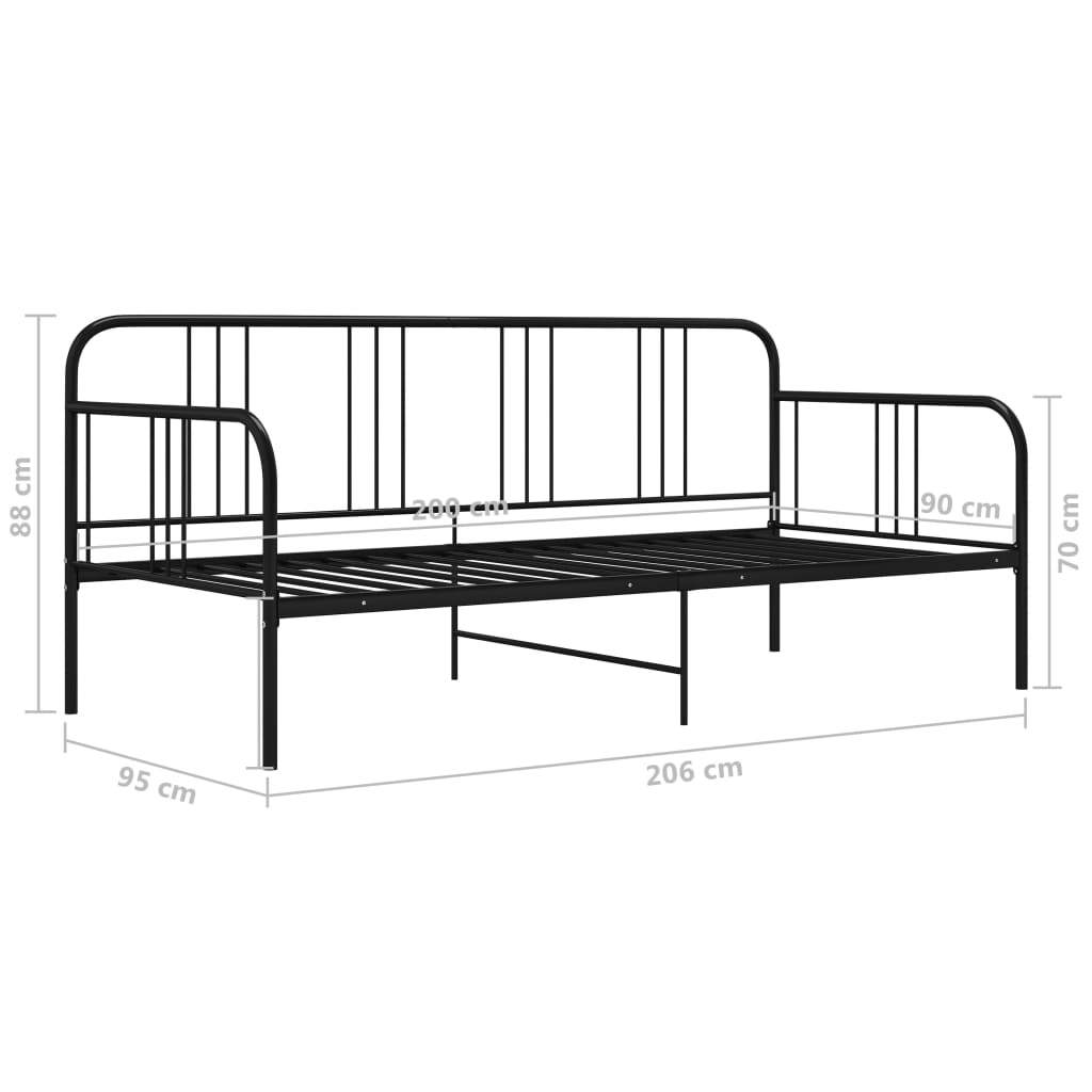 Slaapbankframe Metaal 90X200 Cm Zwart
