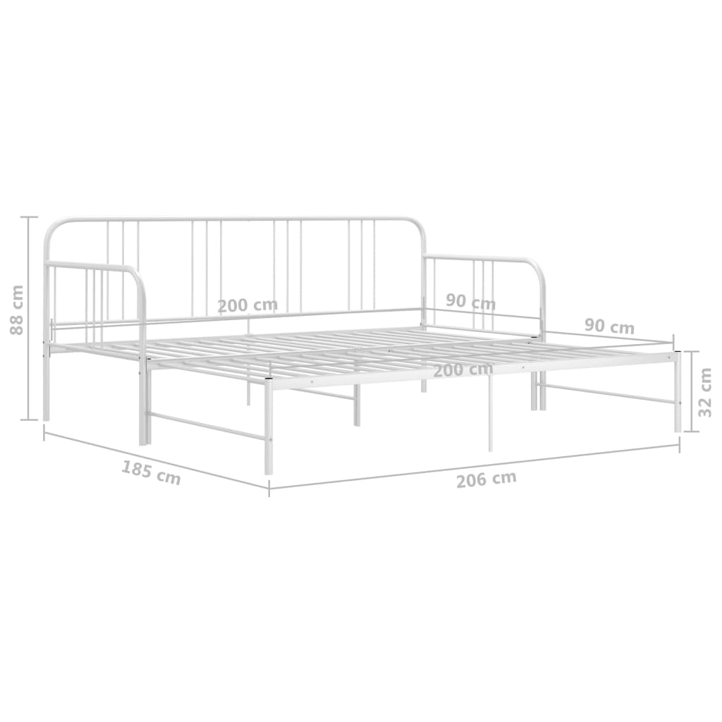 Slaapbankframe Uittrekbaar Metaal 90X200 Cm Wit
