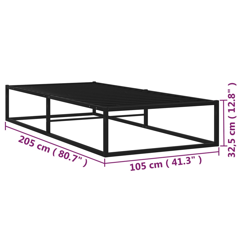 Bedframe Metaal Zwart 100 x 200 cm