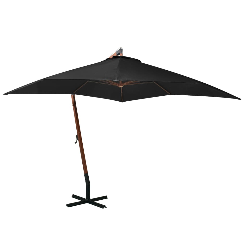 Zweefparasol Met Paal 3,5X2,9 M Massief Vurenhout Antraciet