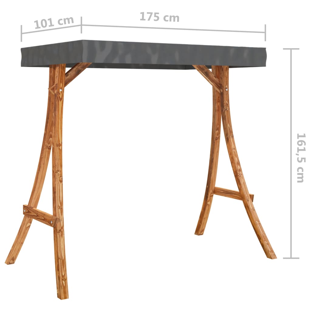 Schommelframe Met Kleur Dak Gebogen Hout Teakafwerking Antraciet