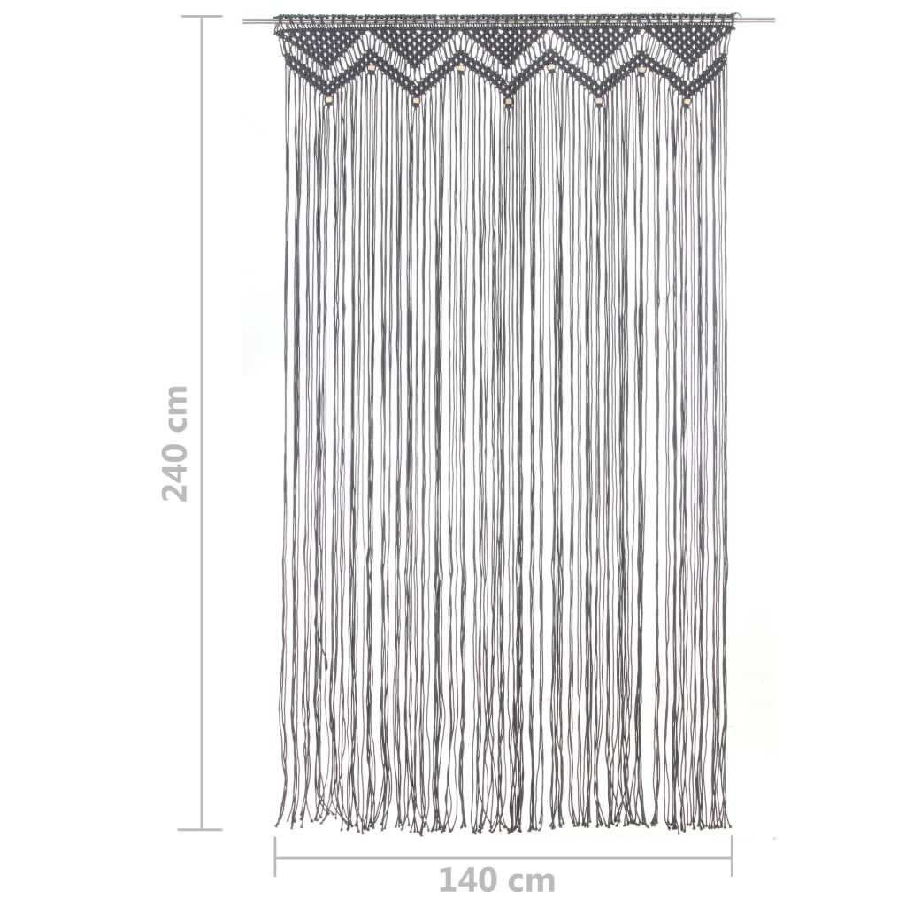 Gordijn Macramé 140X240 Cm Katoen Antraciet