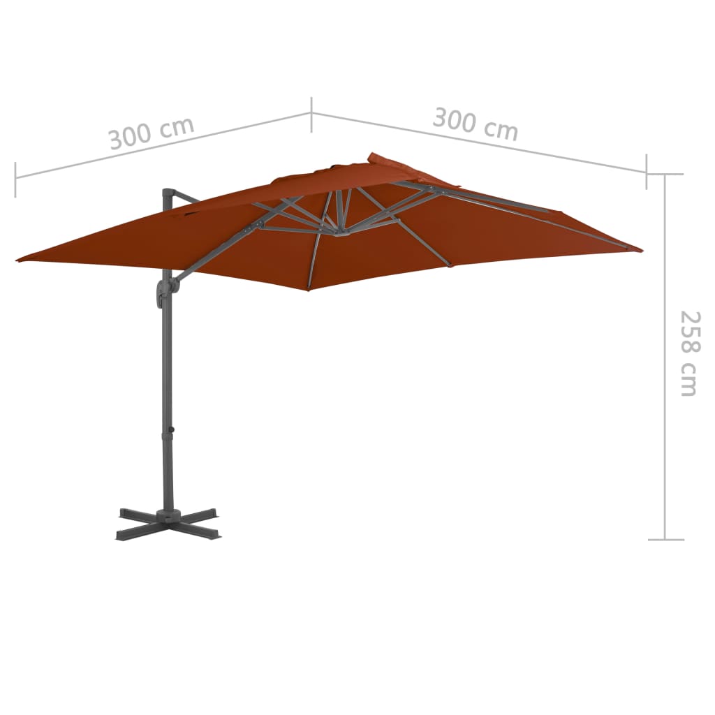 Zweefparasol Met Aluminium Paal Kleurig 300 x 300 cm Terracotta
