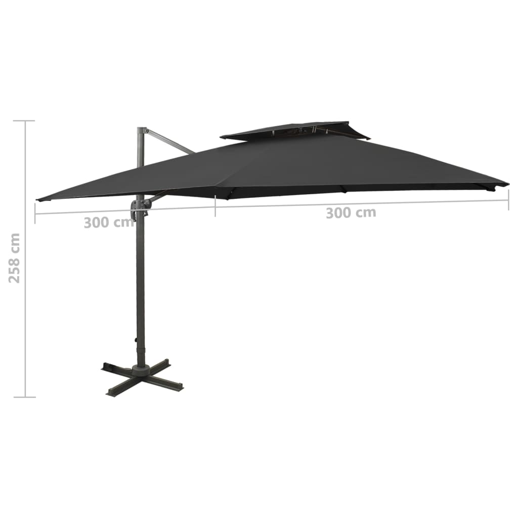 Zweefparasol Met Dubbel Dak 300 x 300 cm