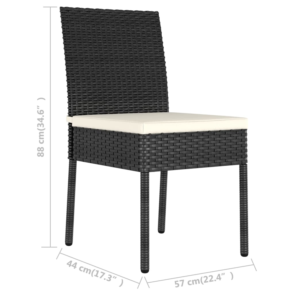 Tuinstoelen Poly Rattan Zwart 2