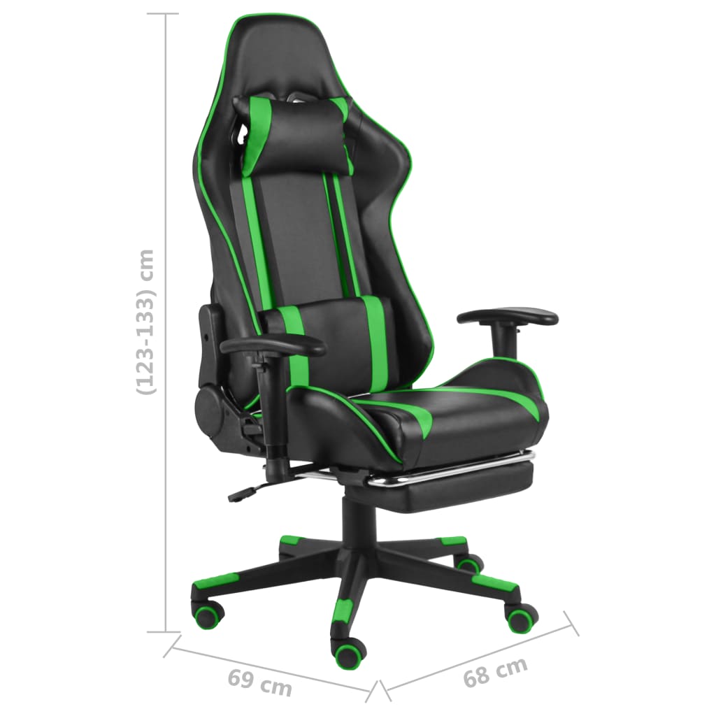Gamestoel Draaibaar Pvc Groen Met voetensteun