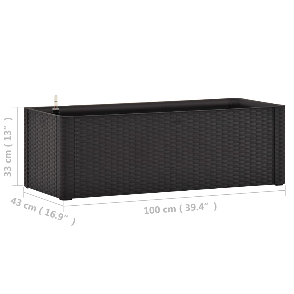 Plantenbak hoog zelfbewateringssysteem 100x43x33 cm antraciet 100 x 43 x 33 cm Antraciet