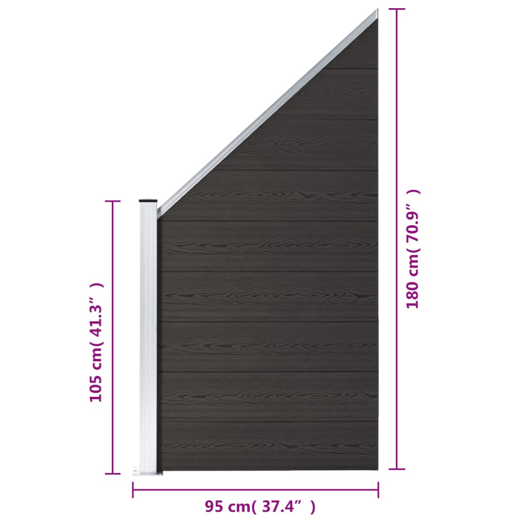 Schuttingpaneel 95x(105-180) cm HKC zwart Zwart