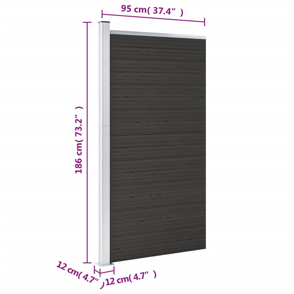 Schuttingpaneel 95x186 cm HKC zwart Zwart