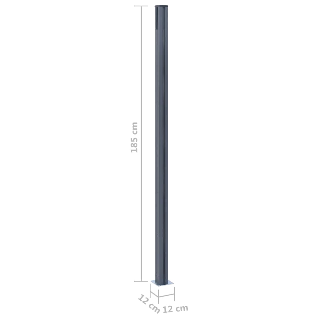 Schuttingpalen 3 st 185 cm aluminium donkergrijs 3 Donkergrijs