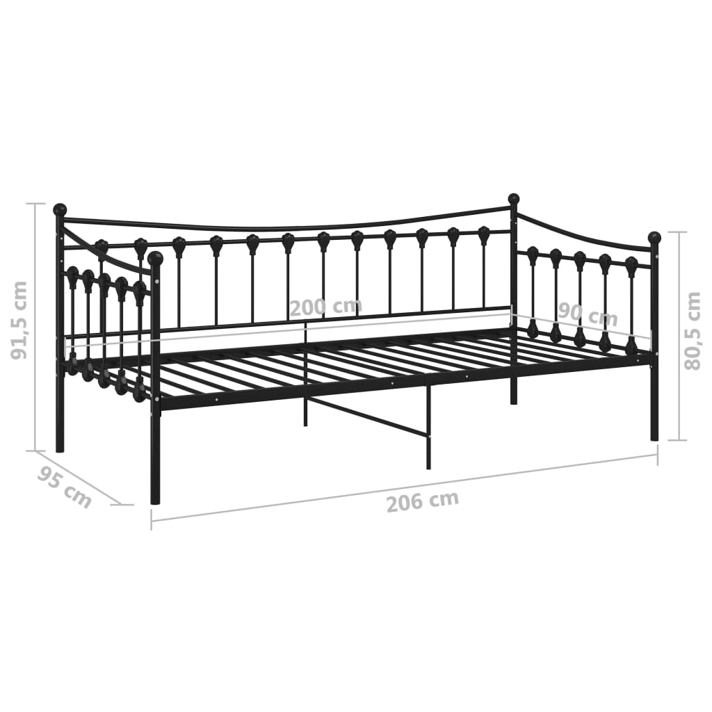Slaapbankframe Metaal 90X200 Cm Zwart
