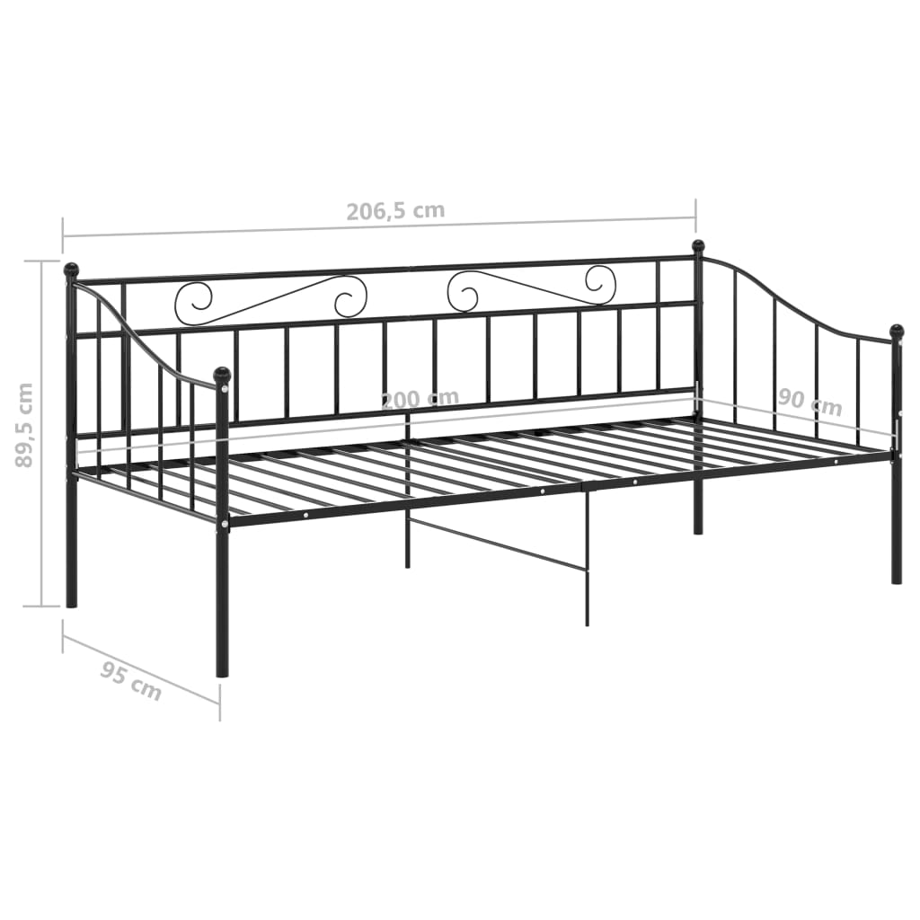 Slaapbankframe Metaal Zwart 90X200 Cm