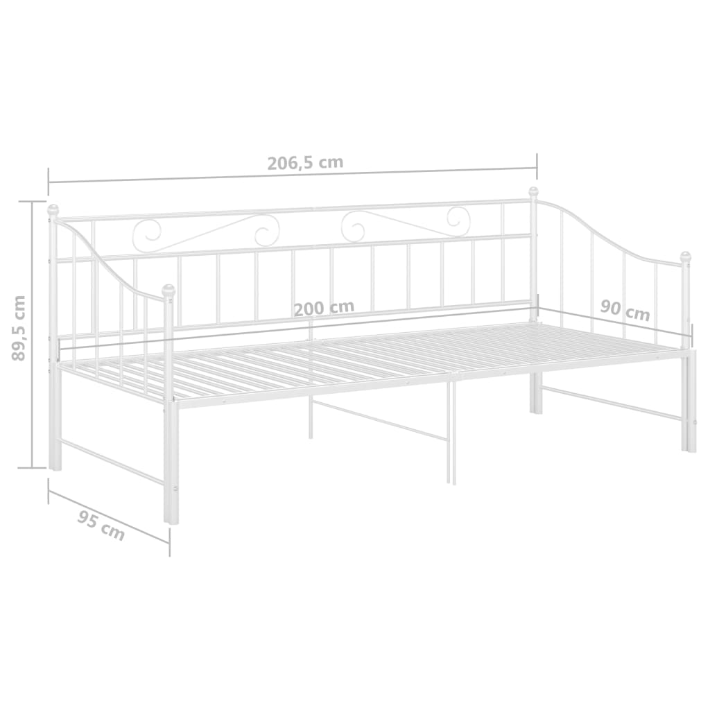 Slaapbankframe Uittrekbaar Metaal 90X200 Cm Wit