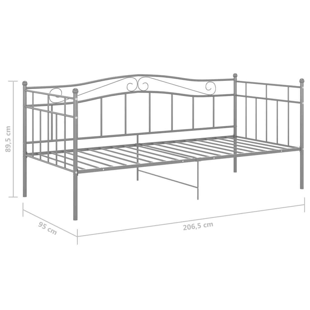 Slaapbankframe Metaal 90X200 Cm Grijs