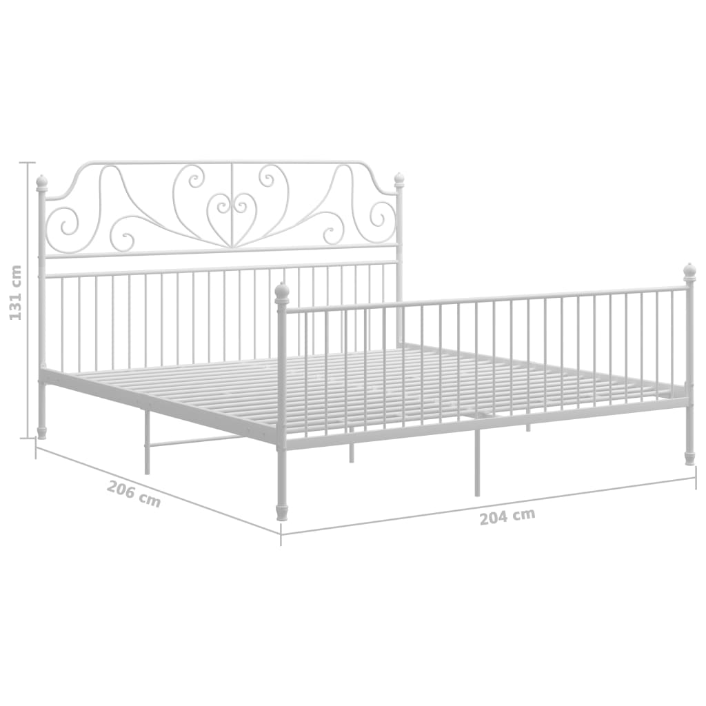 Bedframe Metaal 200 x 200 cm Wit