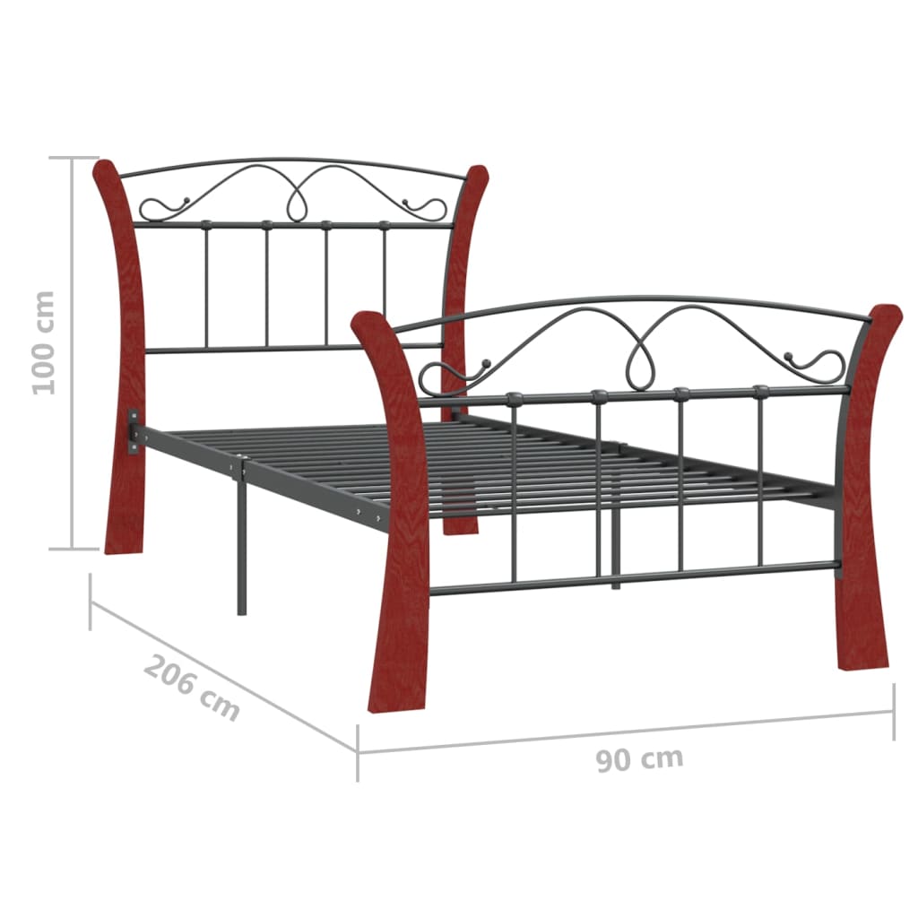 Bedframe Metaal Zwart 90X200 Cm