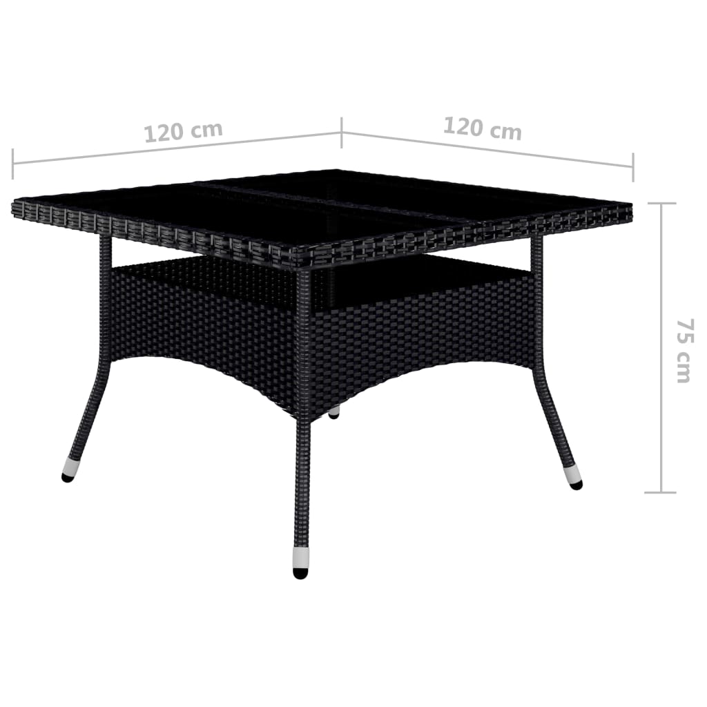 -Delige Tuinset Poly Rattan En Acaciahout 9 Zwart